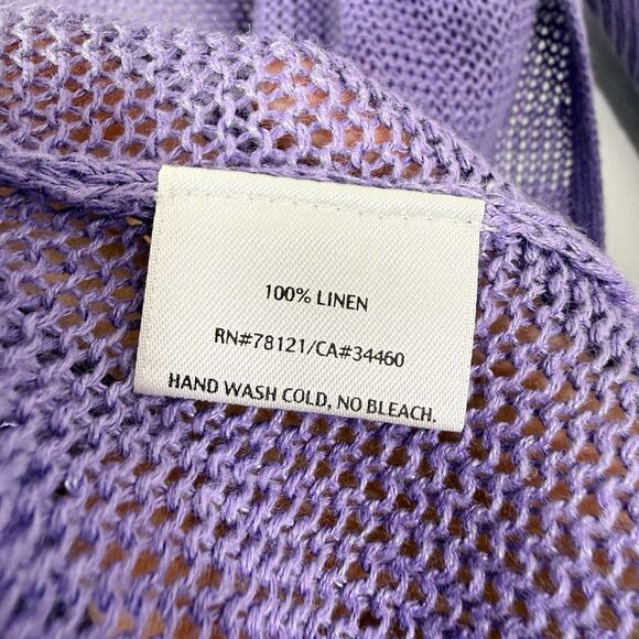 Eileen Fisher 100% Linen Open Front Cardigan Lavender Lilac Purple Size S Small - Picture 7 of 7